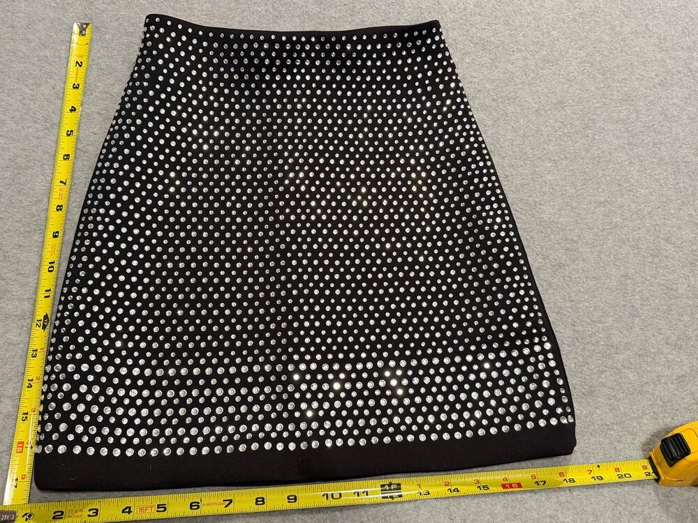 French Connection Black Rhinestone Embellished Mini Skirt Size 0 Sparkly Party